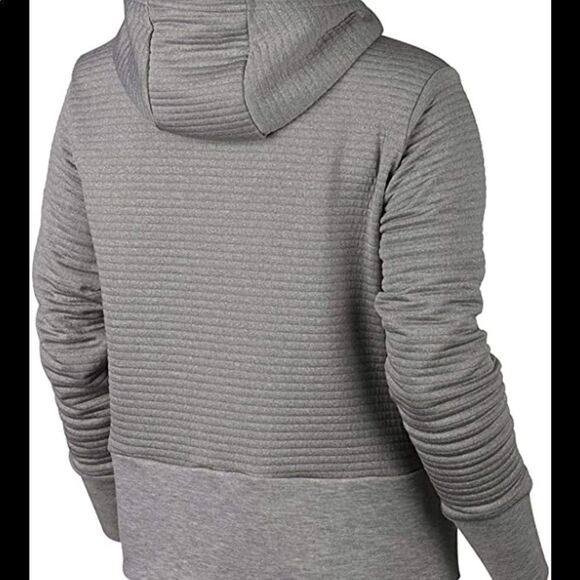 Nike Gray Knit Ribbed Training Dry Fit Sweatshirt Hoodie Pink Swoosh S - Picture 4 of 13